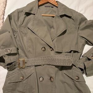 Apt. 9 Olive Double-Breasted Trench Coat